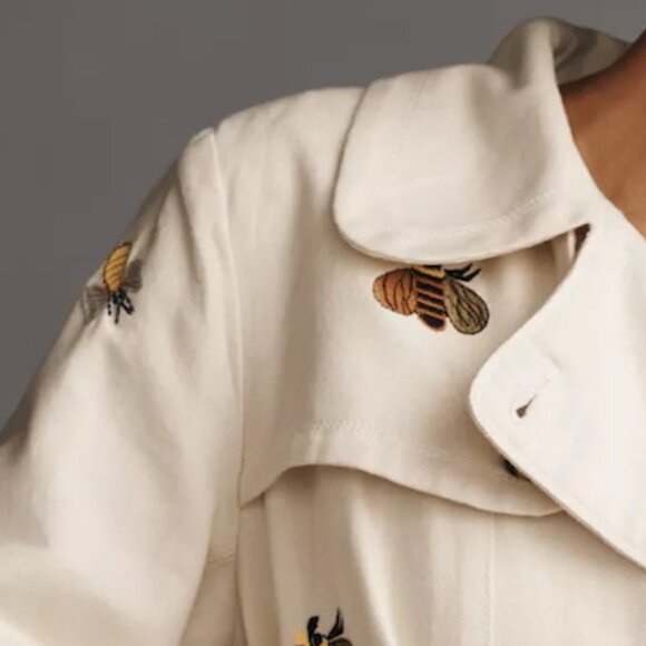 ANTHROPOLOGIE | Maeve | Cotton Fruit Embroidered Trench Coat | NWT - Picture 6 of 7